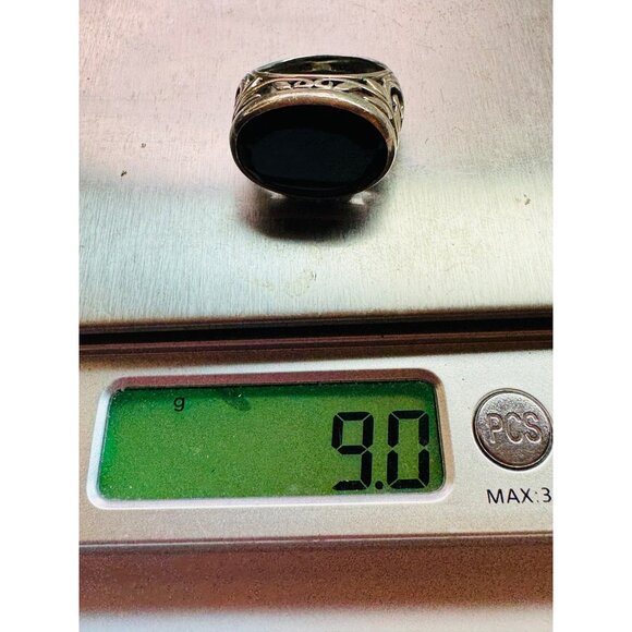 Estate Sterling Silver 925 Black Chalcedony Filigree Ring Size 7 Indonesia 9g - Picture 10 of 10